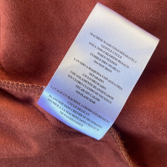 Kut from the Kloth Rust Brown Faux Suede Draped Front Jacket Size Small - Picture 11 of 11